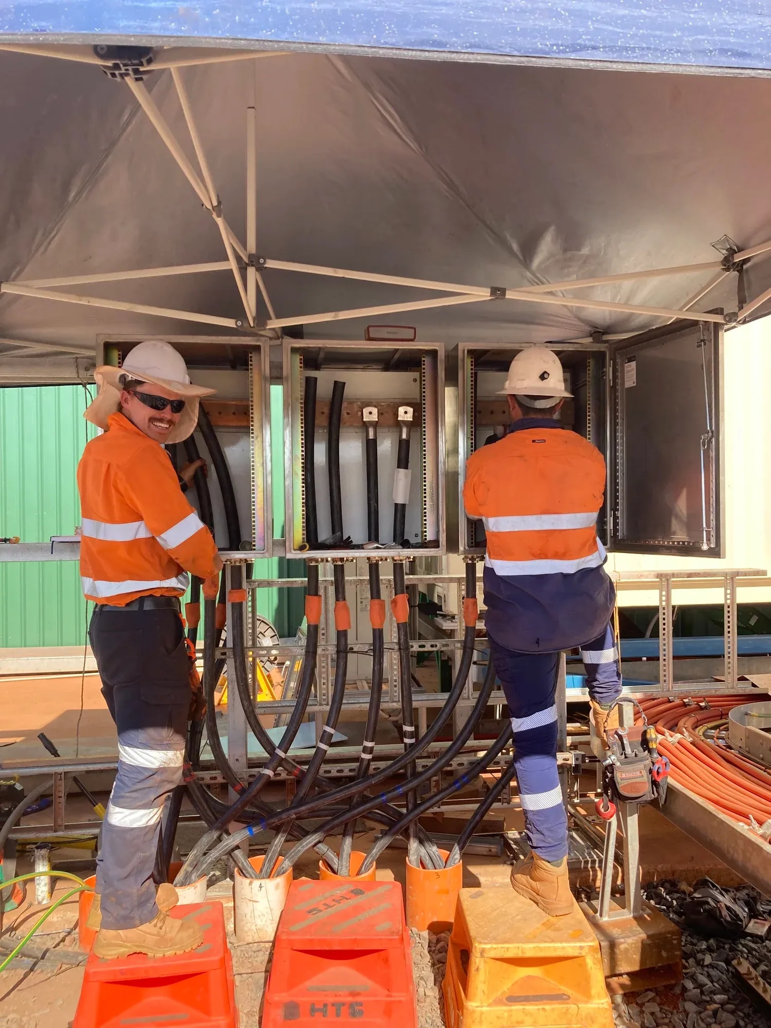 Electrician working on electrical installation